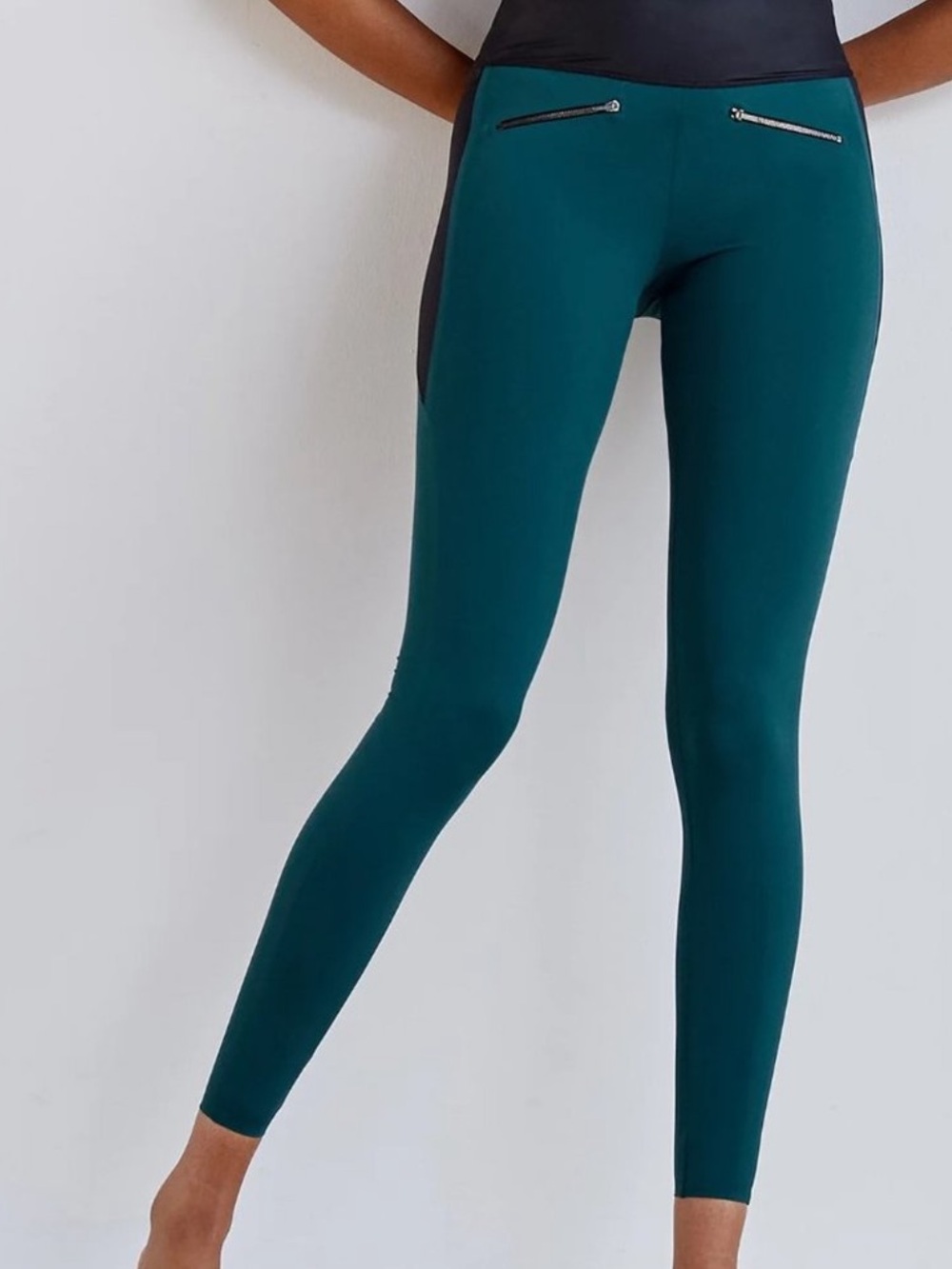 ADAY Throw It Higher Teal Black High Rise Leggings size XS
